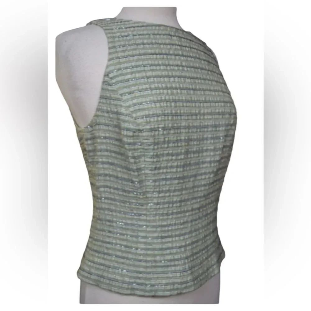 Vintage Lillie Rubin Carmen Marc Valvo Multi Green Beaded Sleeveless Blouse 10